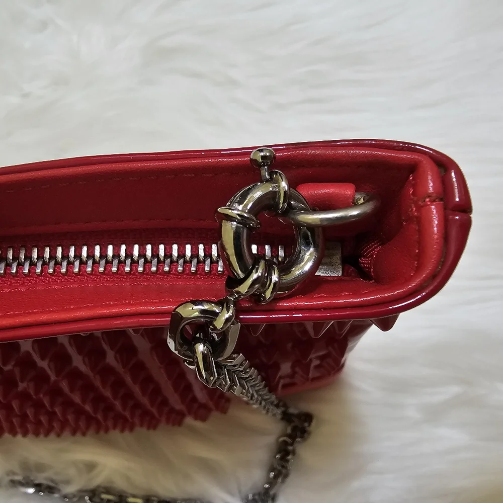 CHRISTIAN LOUBOUTIN Red Patent Leather Loubiposh Spiked Clutch Bag - Picture 10 of 17